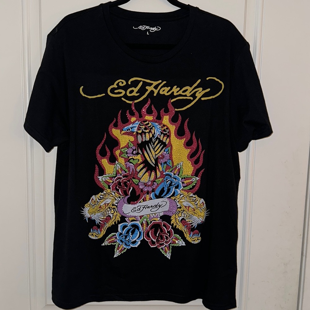 ED HARDY NEW VINTAGE RHINESTONE T-SHIRT